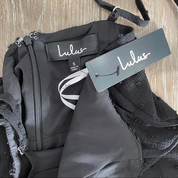 NWT Lulus Black Swiss Dot Mini Dress - Picture 9 of 11